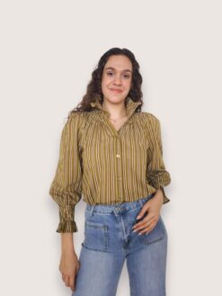 Blusa cuello doble raya