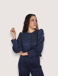 Blusa jaquard raya fina