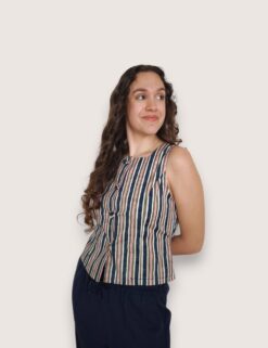 Chaleco rayas botón forrado