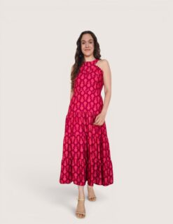 Vestido halter bloques rosa