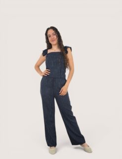 Pantalón lino raya fina