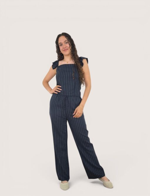 Pantalón lino raya fina
