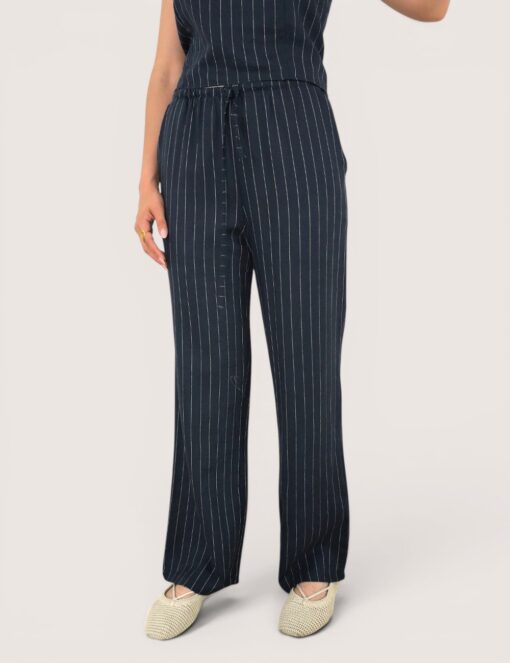 Pantalón lino raya fina