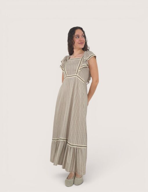 Vestido lino raya fina