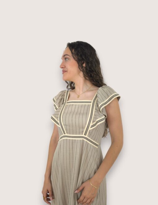 Vestido lino raya fina
