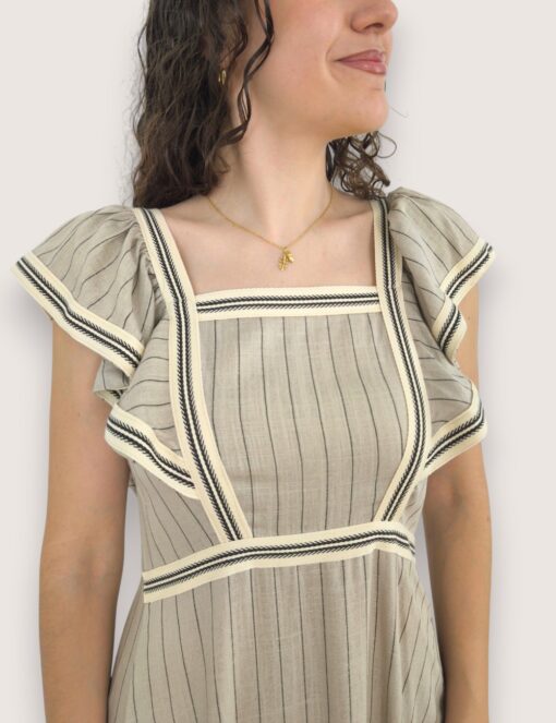 Vestido lino raya fina