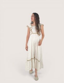 Vestido lino raya fina