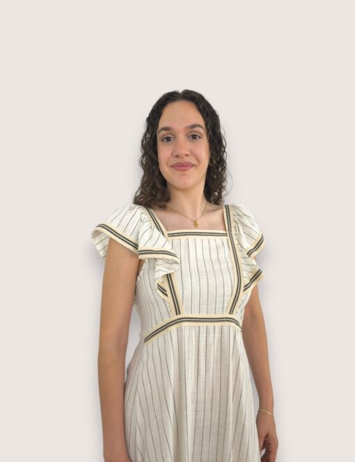 Vestido lino raya fina