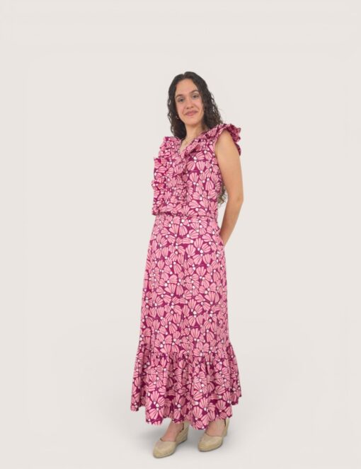 Falda volante pétalos