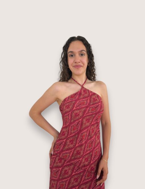 Vestido halter tira fina rombos