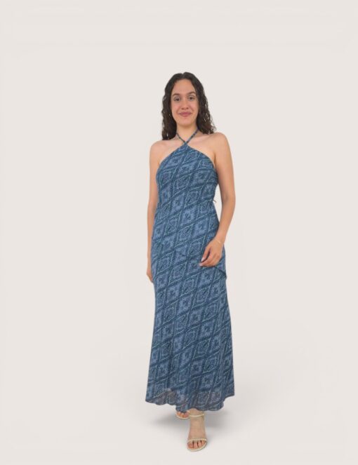 Vestido halter tira fina rombos