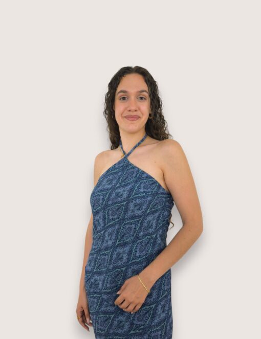 Vestido halter tira fina rombos