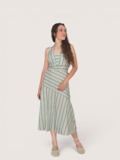 Vestido halter raya cruzada