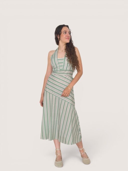 Vestido halter raya cruzada