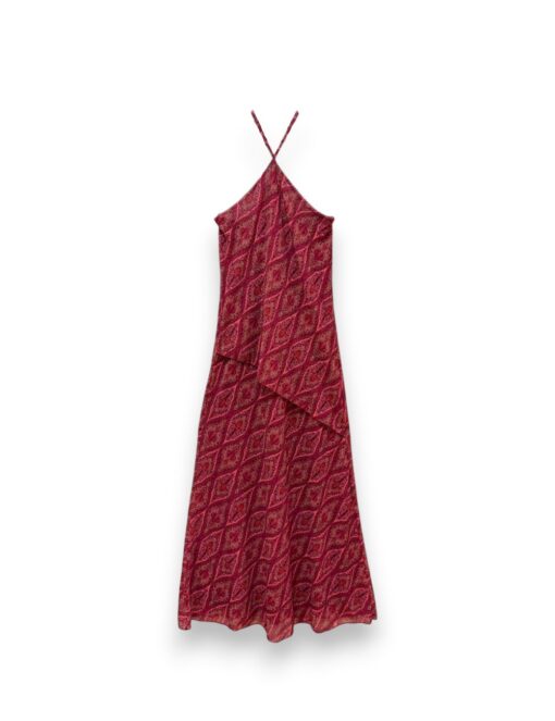 Vestido halter tira fina rombos