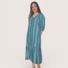 Vestido midi manga abullonada