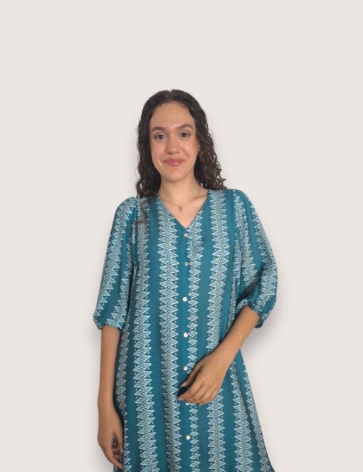 Vestido midi manga abullonada