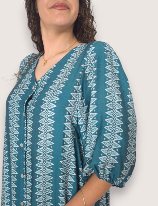 Vestido midi manga abullonada