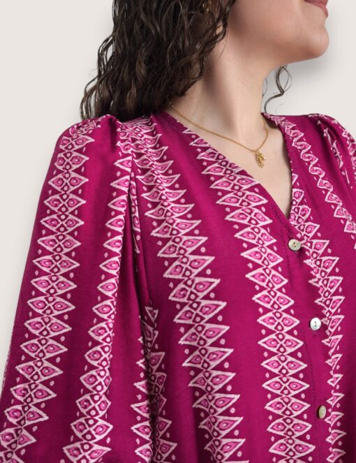 Vestido midi manga abullonada