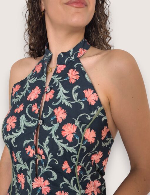Top halter flor vintage