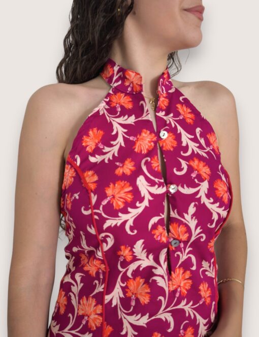 Top halter flor vintage