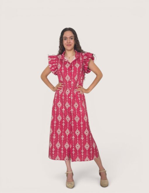 Vestido camisero volante