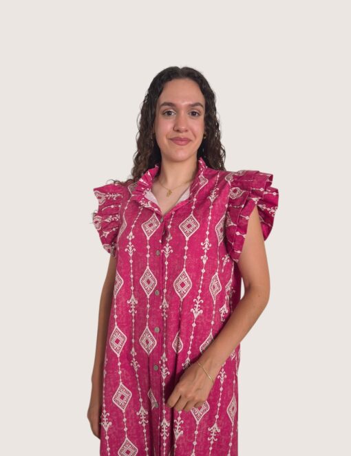 Vestido camisero volante