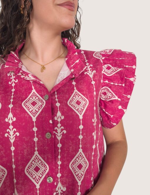Vestido camisero volante