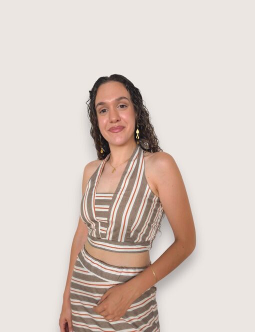 Top corto raya doble