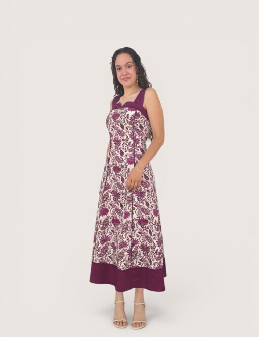 Vestido largo flores contraste