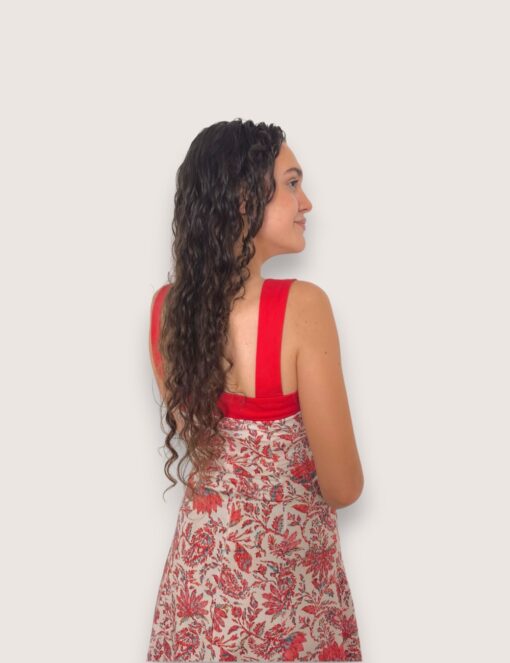 Vestido largo flores contraste