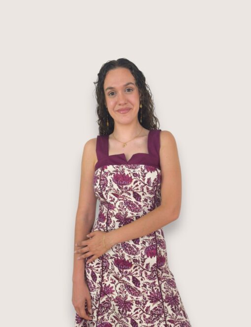 Vestido largo flores contraste