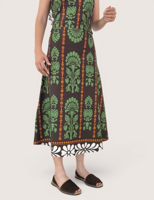 Falda midi flor retro