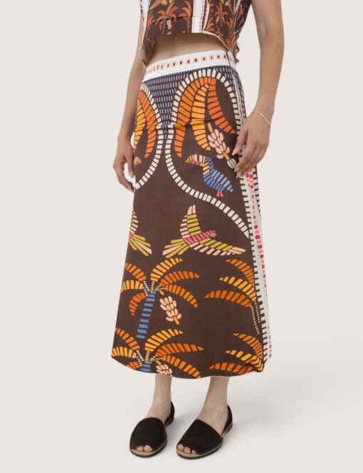 Falda midi palmera