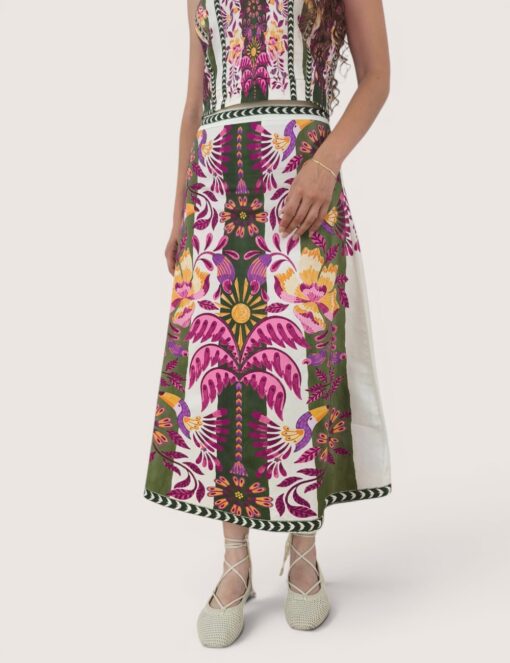 Falda midi tropical