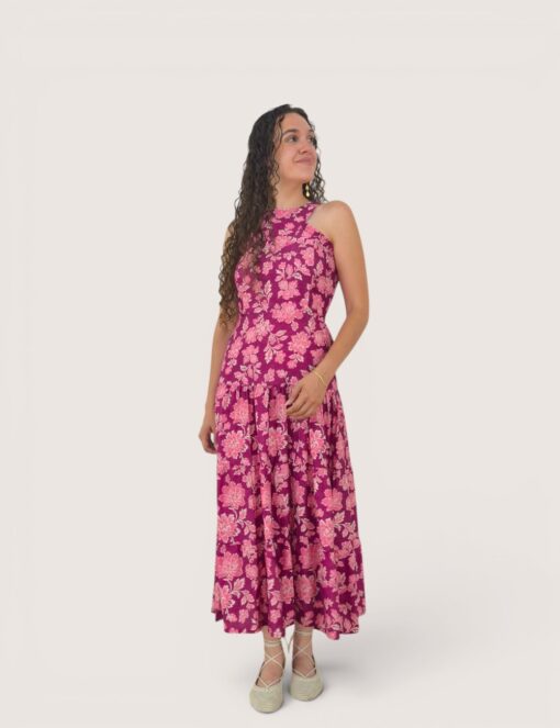 Vestido halter bloques flores