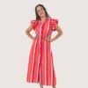 Vestido camisero volante rayas