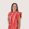 Vestido camisero volante rayas