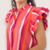 Vestido camisero volante rayas