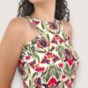 Vestido halter bloques orquídea