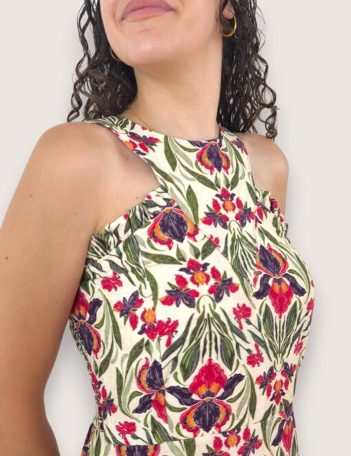 Vestido halter bloques orquídea