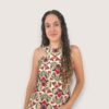 Vestido halter bloques orquídea
