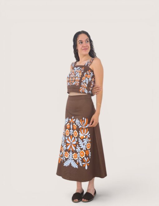 Falda midi ramo