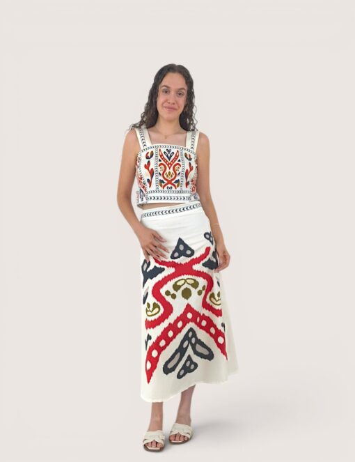 Falda midi étnica