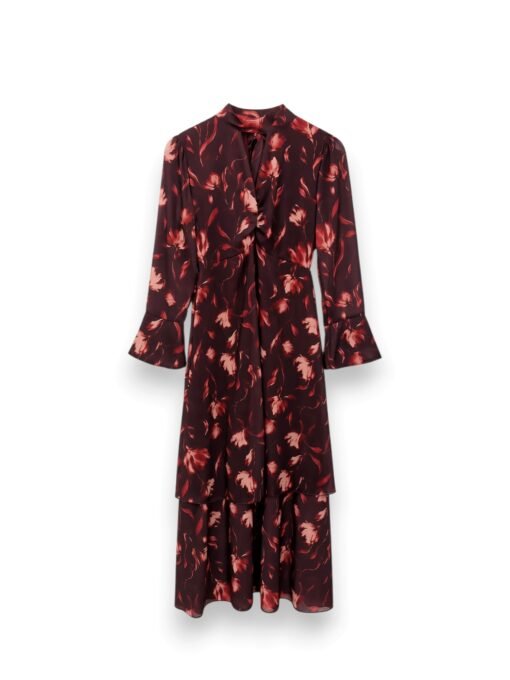 Vestido flores Cuarzo burdeos Vestido gasa Cuarzo